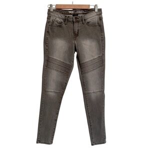 MOSSIMO Women's Mid-Rise Skinny Moto Jeans Grey Wash Power Stretch Size 6 REG